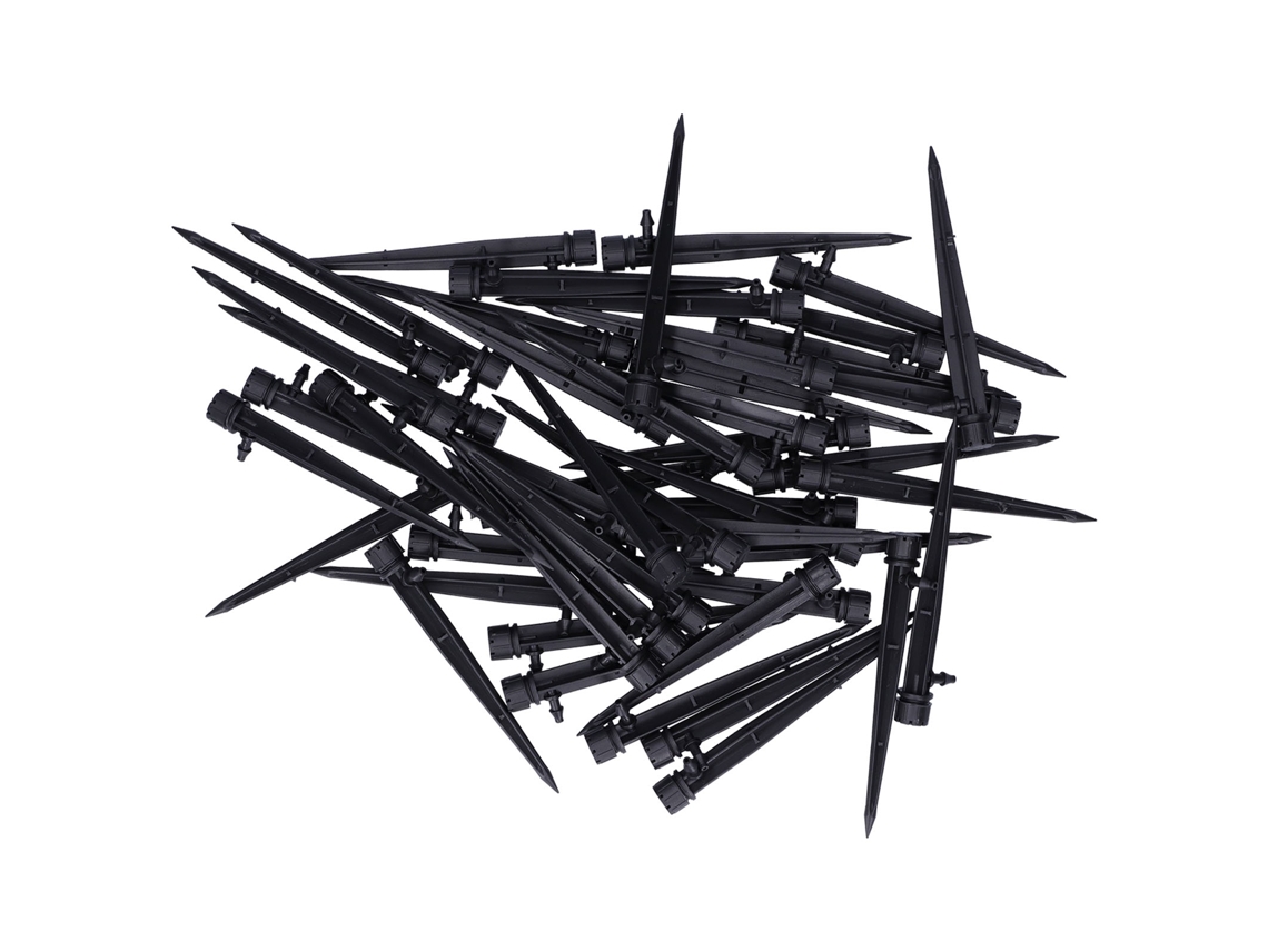50 goteros de riego ajustables de 360 grados con 8 orificios para manguera de 4/7 pulgadas.