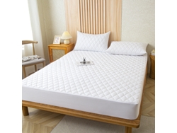 Protector De Colchón Impermeable Czhhmart (sábana Bajera Ajustable) 200 Cm X 220 Cm (con Dos Fundas De Almohada) Blanco