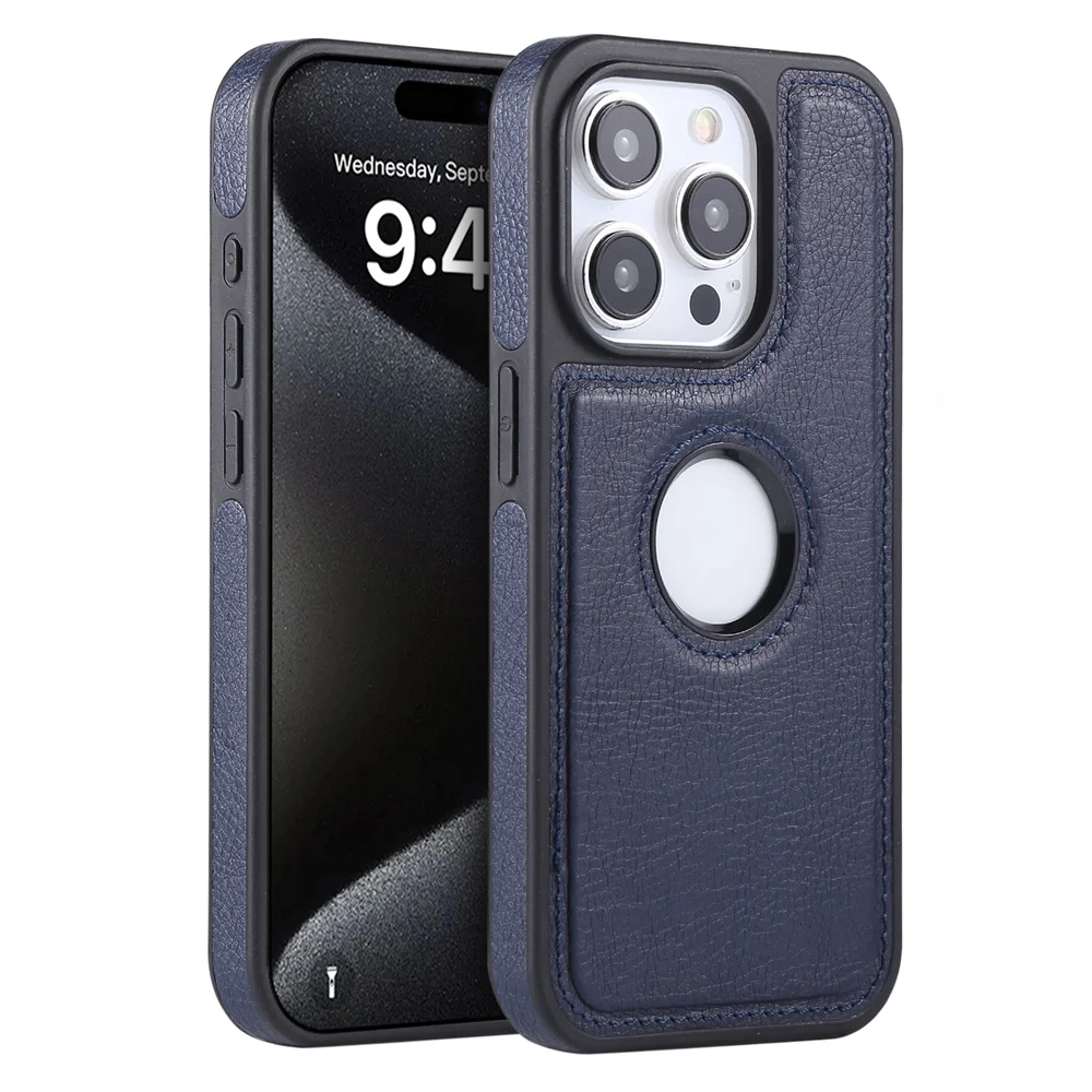 (iphone 16 Plus, Azul) Funda De Lujo De Piel Sintética Para Negocios Para Iphone