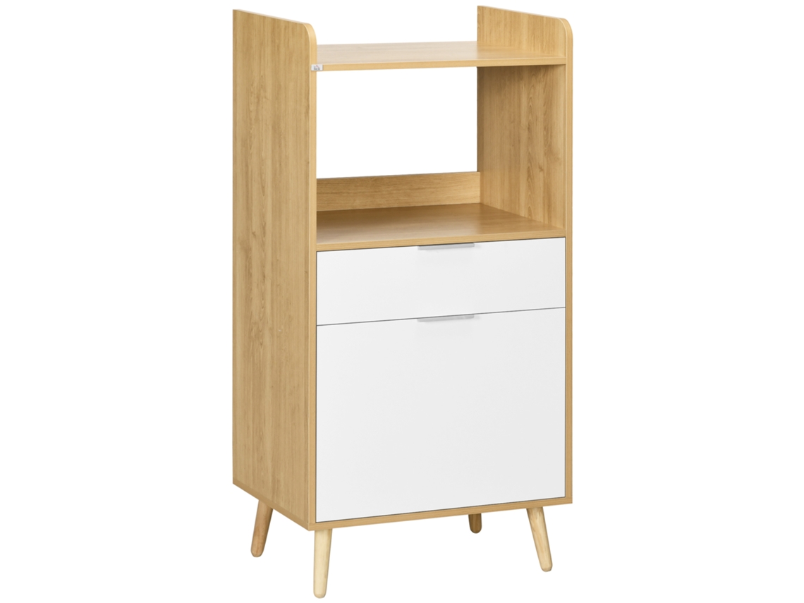 Carrito para microondas, estante para cajón de armario de cocina, color blanco natural.