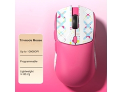 YIZHOOD SC580 PAW3325 Ratón inalámbrico ergonómico recargable para juegos con sensor trimodo 10000 DPI rosa