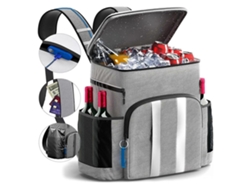 Mochila térmica impermeable de 40 litros con gran capacidad para picnics al aire libre y almacenamiento de cerveza, color gris.