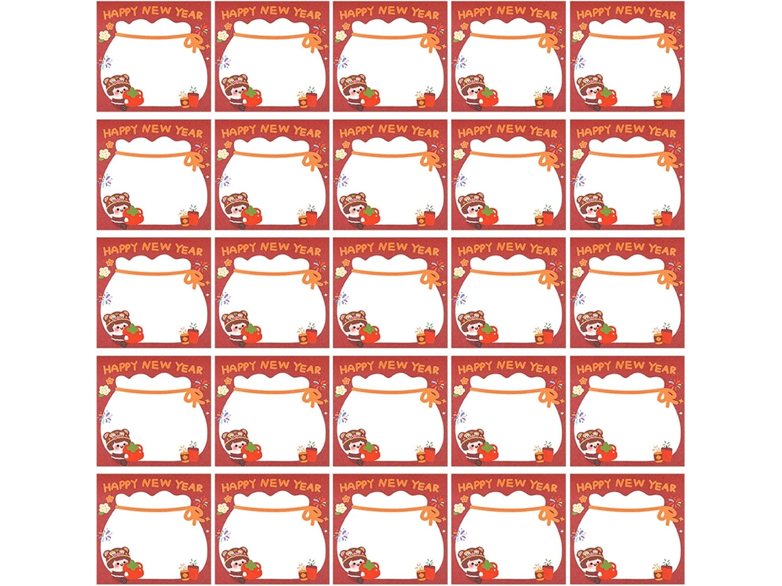 30 Juegos De Blocs De Notas Con Lindos Dibujos Animados De Año Nuevo, Notas Adhesivas Rojas Para Decoración