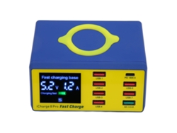 Cargador (carga Inalámbrica Rápida De 100w, 8 Puertos Con Pantalla Digital)