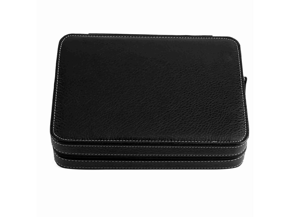 Estuche Portátil Para Relojes Con 8 Compartimentos Y Cierre De Cremallera Para Viajes - Negro
