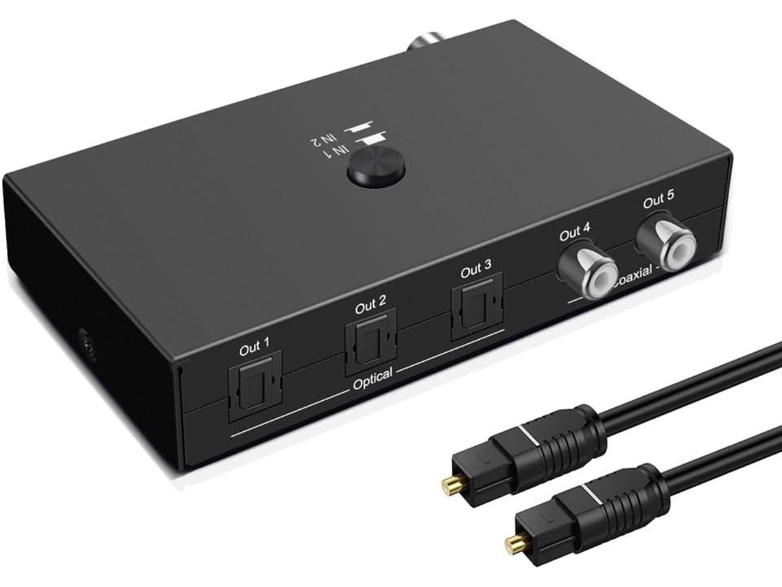 Conmutador Óptico, Divisor De Audio Digital, 2 Entradas, 4 Salidas.