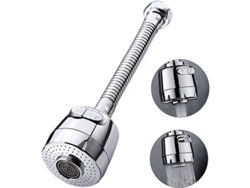 Grifo Giratorio 360 Grados, Aerador, 2 Modos, Regadera Ajustable, Acero Inoxidable, Para Cocina Y Baño