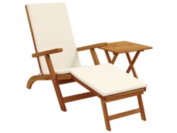 Maison Exclusive - Recliner Y Tumbona Plegable 2 Pcs Crema Madera De Acacia Sólida