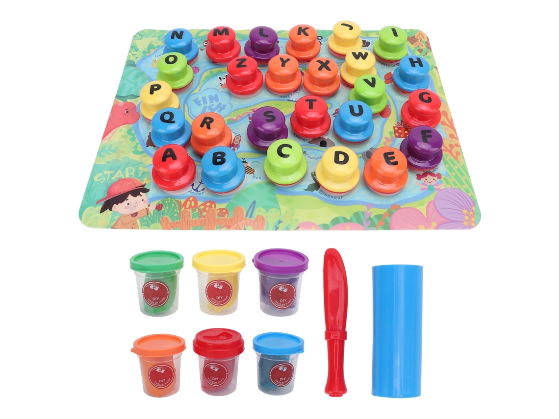 Ats-sellos De Plastilina Alfabeto Diy Para Niños Juguete Educatsivo Con Alfombrilla De Actividad Abc Letras Selladores De Arcilla Y Pintura