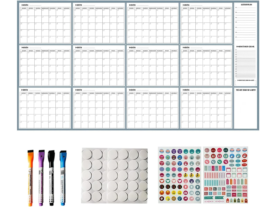Calendario De Pizarra Grande - 140x86cm. Agenda Reutilizable Sin Fecha, En Blanco, Para Hombres, Mujeres