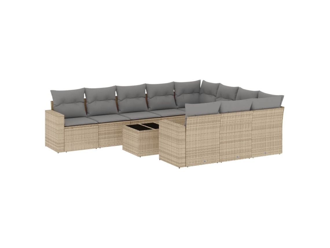 Maison Exclusive - Set De Sofás De Jardín 11pzas Con Cojines Ratán Sintético Beige