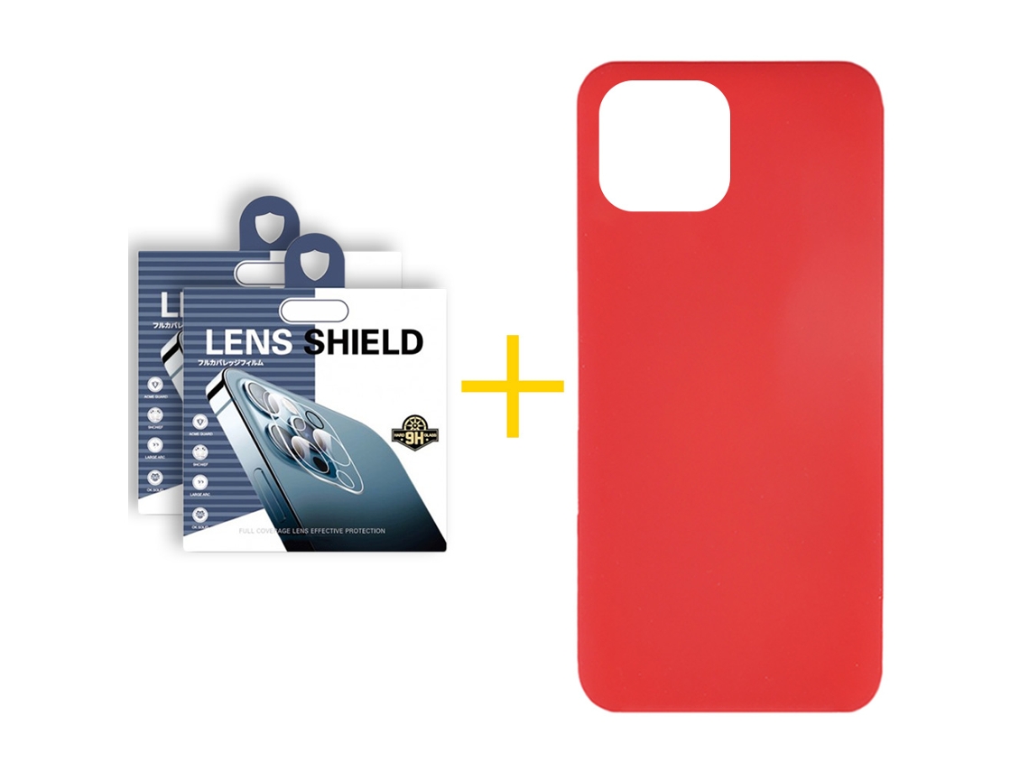 Pack 2 X Película de Cámara trasera + Funda SKYHE por Apple iPhone 16 Pro Silicona Líquida Rojo