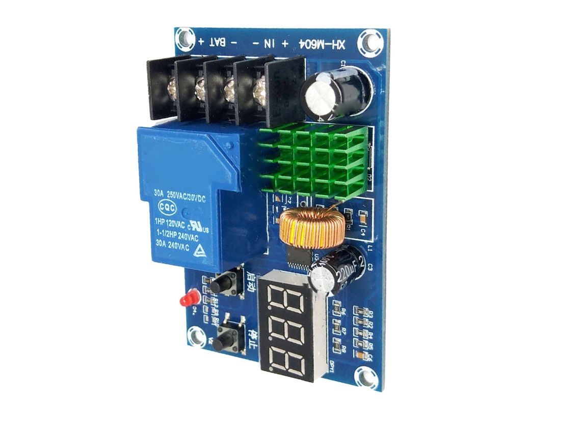 Módulo de control de carga de batería de litio con pantalla digital, cargador de batería e interruptor de protección (6-60 V)
