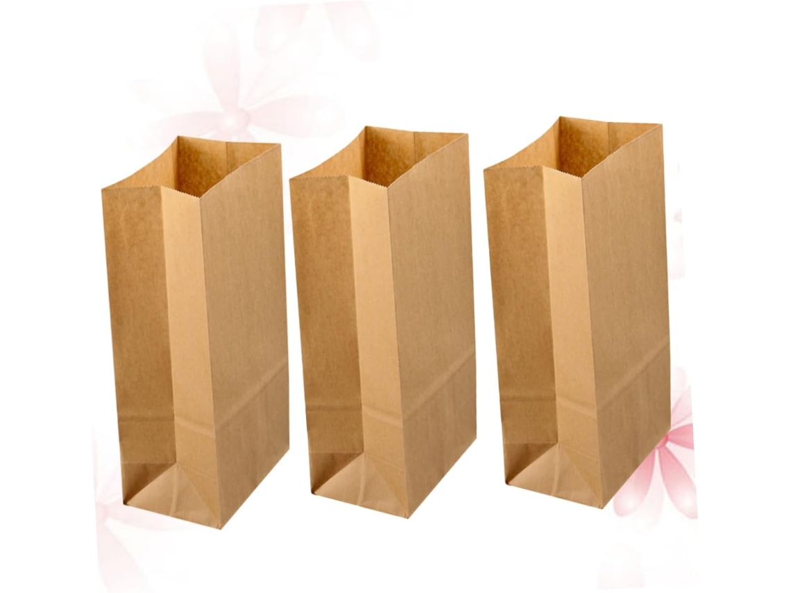 Paquete de 100 Bolsas Kraft para Fiestas y Celebraciones, Bolsas Cuadradas para Galletas y Snacks Gokoco
