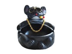 Cenicero Con Diseño De Animales De Dibujos Animados, Perro Bully, Decorativo, Innovador Para Sala De Estar, Negro.