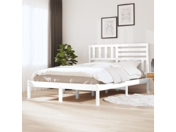 Estructura Cama Doble Sin Colchón Madera Pino Blanco 140x190 Cm