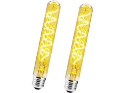 2 Bombillas Led Decorativas Regulables Edison T30 E27 De 4w Y 2700k Con Pantalla De Cristal Ámbar.
