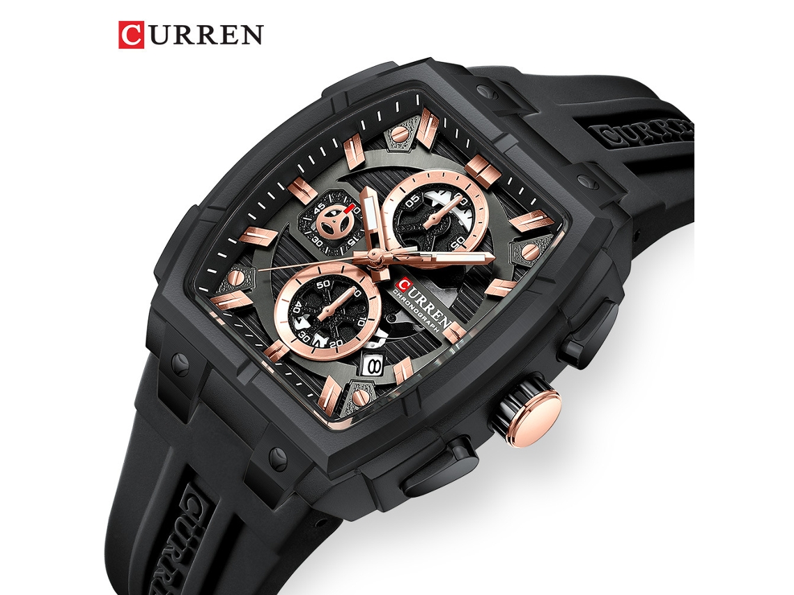 Reloj De Cuarzo (rosa Negra), Estilo Deportivo, Con Calendario, Caja De Cuarzo Con Forma De Tonel, Reloj De Negocios Para Hombre.