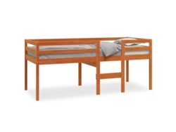 Cama Alta 75x190 cm Madera Maciza De Pino Cera Marrón Dkd Home Decor