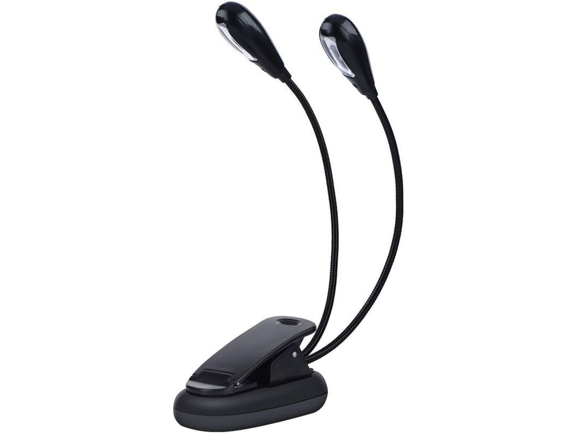 Lámpara Led Musical, Luz De Lectura Ajustable Con 2 Brazos, Clip Recargable Por Usb Para Música Y Lectura Nocturna.