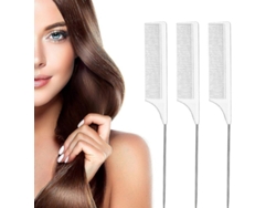 Peine De Acero Inoxidable Con Forma De Cola De Rata, Paquete De 3, Resistente Al Calor Y Al Carbono, Para Peinar Y Teñir El Cabello (blanco Perla).