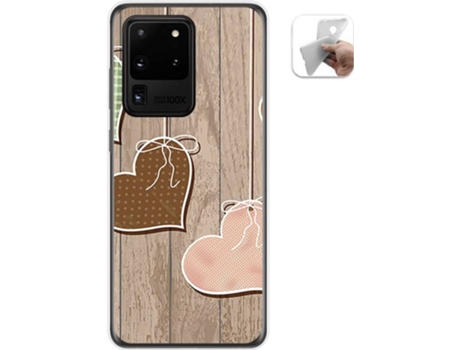 Carcasa Samsung Galaxy S20 Ultra TUMUNDOSMARTPHONE Corazones Madera Multicolor