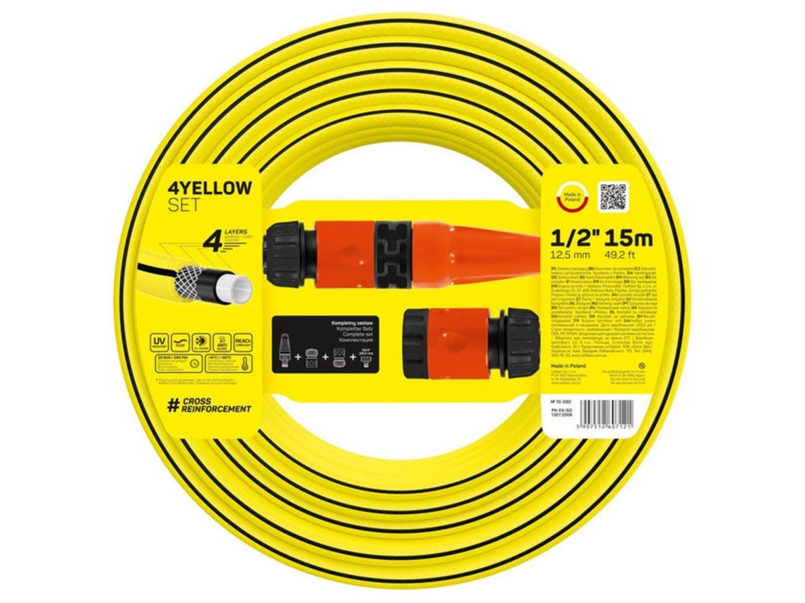 Set de riego 4YELLOW de diámetro 12,5mm con una longitud de 15 metros