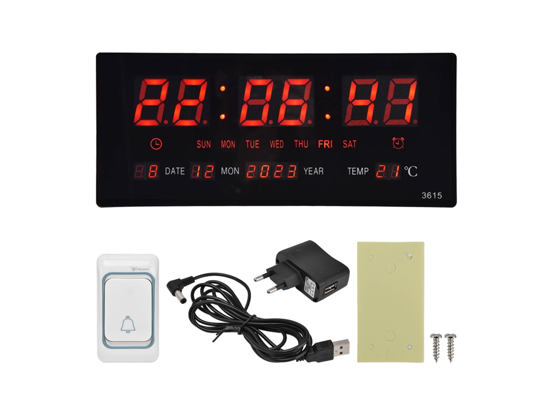 Reloj de pared digital LED con pantalla clara, temporizador silencioso y luminoso, 100-240 V, para salas de reuniones