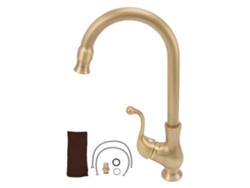 Grifo de baño de latón antiguo de una sola manija que mezcla agua caliente y fría