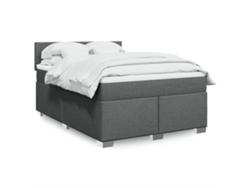 Cama Box Spring Con Colchón Tela Gris Oscuro 160x200 Cm