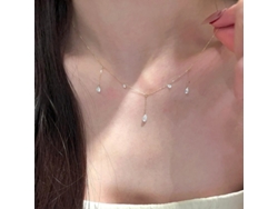 (oro Blanco) Lágrimas De Sirena ~ Plata De Ley 925, Collar Con Borla En Forma De Lágrima Y Circonitas, Estilo Sencillo Y Elegante.