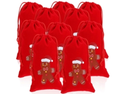 Juego de 10 bolsas navideñas con estampado de osos, de tela y con cordón, ideales para regalar como calcetín navideño. Nostalgia88