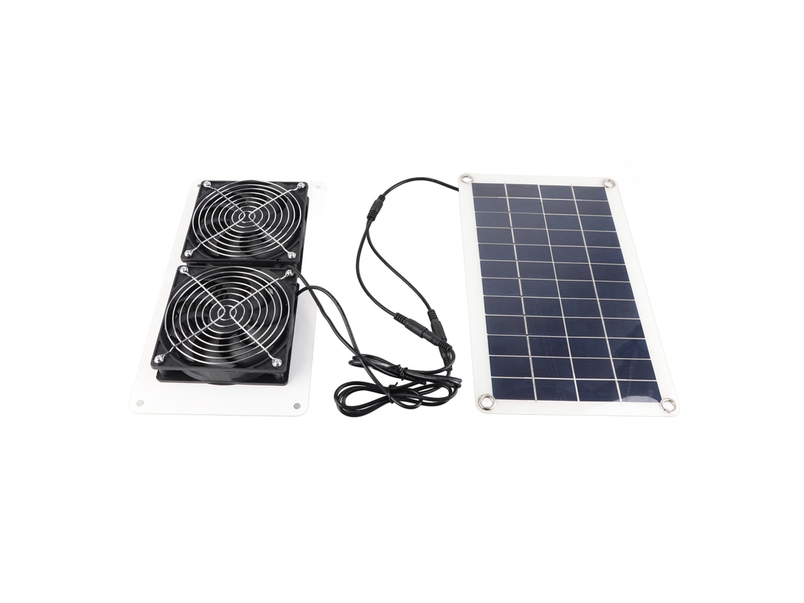 Kit De Ventilador Solar Doble De 10 W Y 18 V, Resistente Al Agua Y Portátil, Ideal Para Gallineros, Invernaderos Y Casetas De Mascotas.
