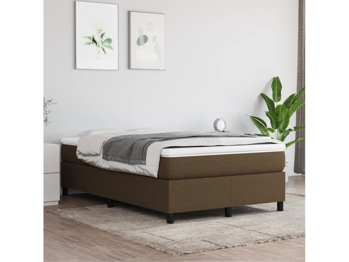 Estructura De Cama Sin Colchón Tela Marrón Oscuro 120x200 Cm