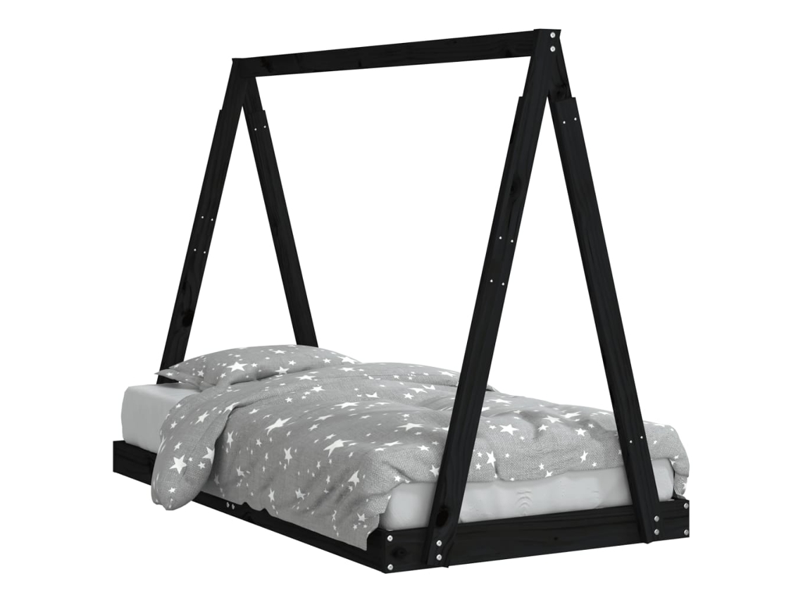 Maison Exclusive - Estructura De Cama Para Niños Madera De Pino Negro 80x160 Cm
