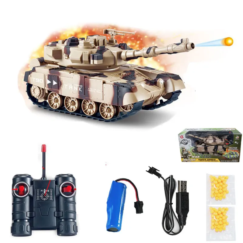 (amarillo, 1 Batería) Tanque De Control Remoto Dispara Bbs, Recargable Por Usb, Con Efectos De Sonido Led, Vehículo De Guerra Electrónica.