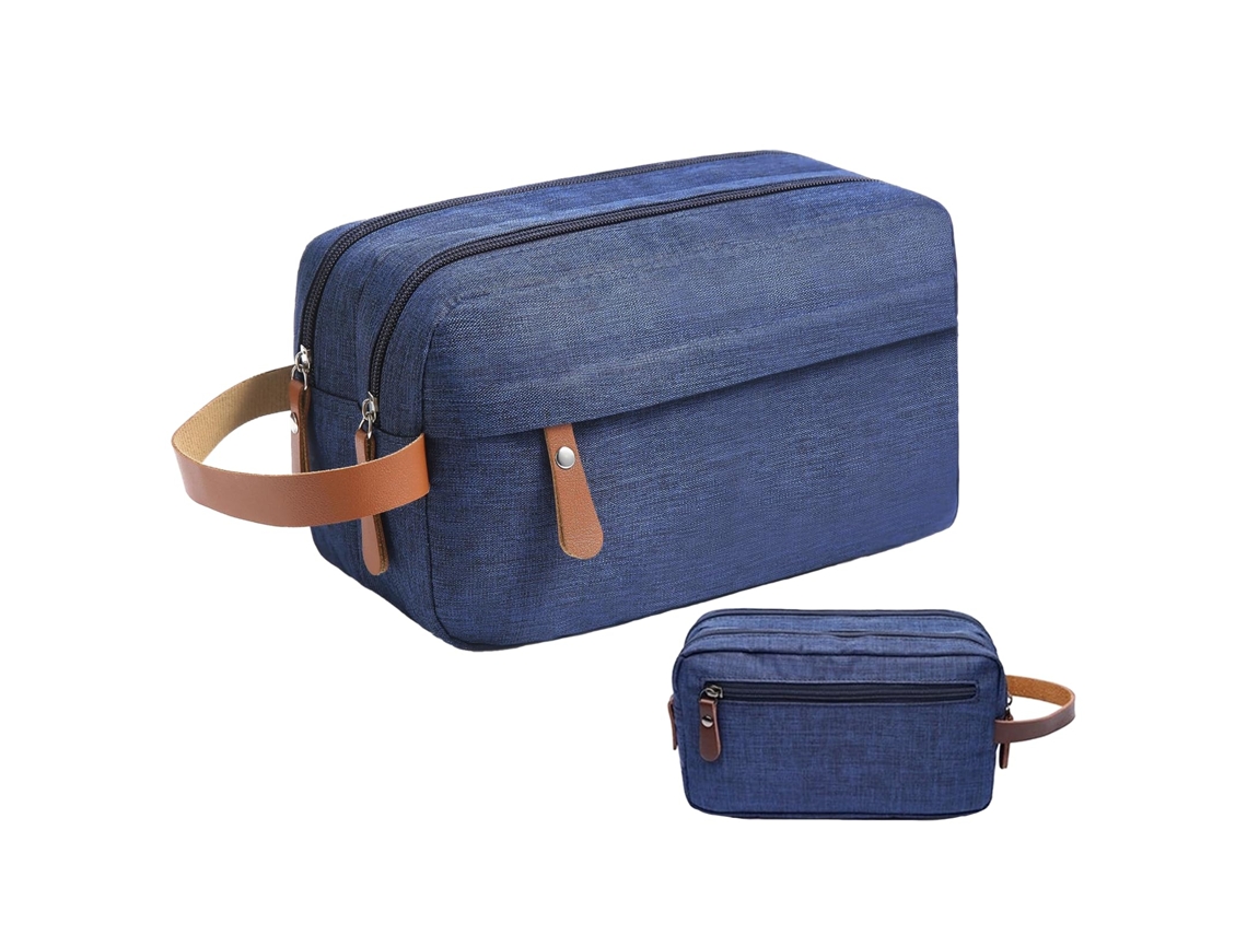 Neceser para hombre con múltiples cremalleras - Neceser de viaje de poliéster - Azul marino