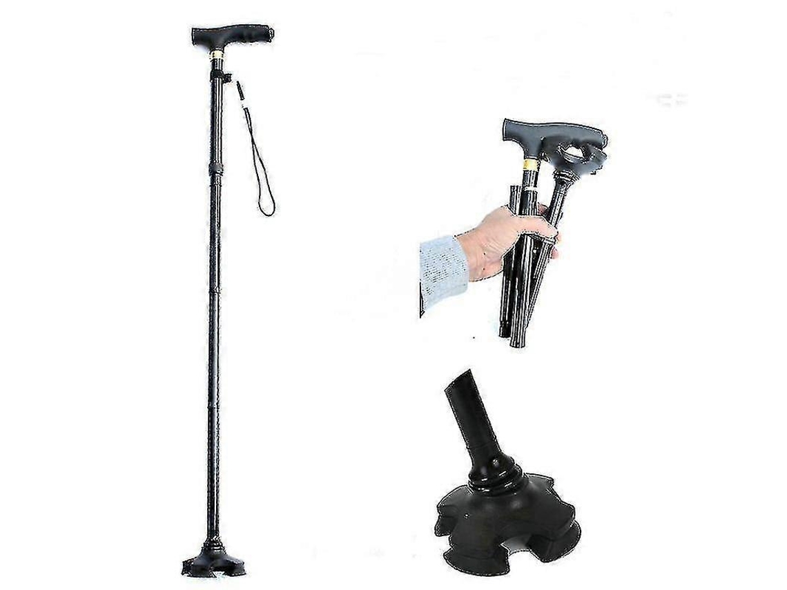 Bastón plegable Alpenstock para personas mayores, bastón de trekking ajustable con luz