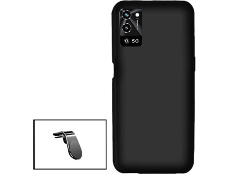 Kit Soporte Magnético L Safe Driving Coche y Funda Silicona Liquida Oppo A56 5G PHONECARE Negro