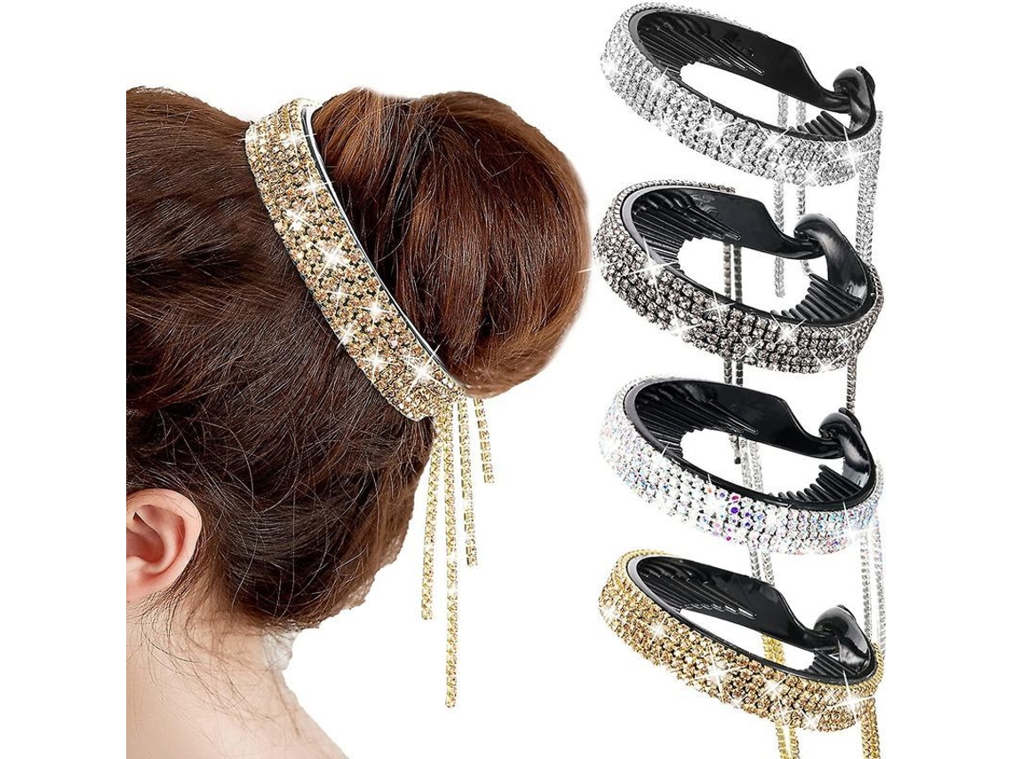 Pinzas Antideslizantes Para El Cabello Con Pedrería Brillante, Estilo Media Bola, Accesorios Para El Cabello Con Piedras.