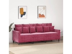 Sofá De 3 Plazas De Terciopelo Rojo Tinto 180 Cm