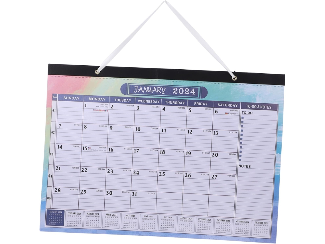 Calendario De Pared En Inglés Con Planificador, Calendario Colgante Resistente Para Oficina Y Hogar.