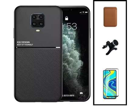 Kit Funda Magnetic Lux, Magnetic Wallet Márron, 5D Full Cover y Soporte Magnético de Coche Reforzado Xiaomi Redmi Note 10 Lite PHONECARE Negro