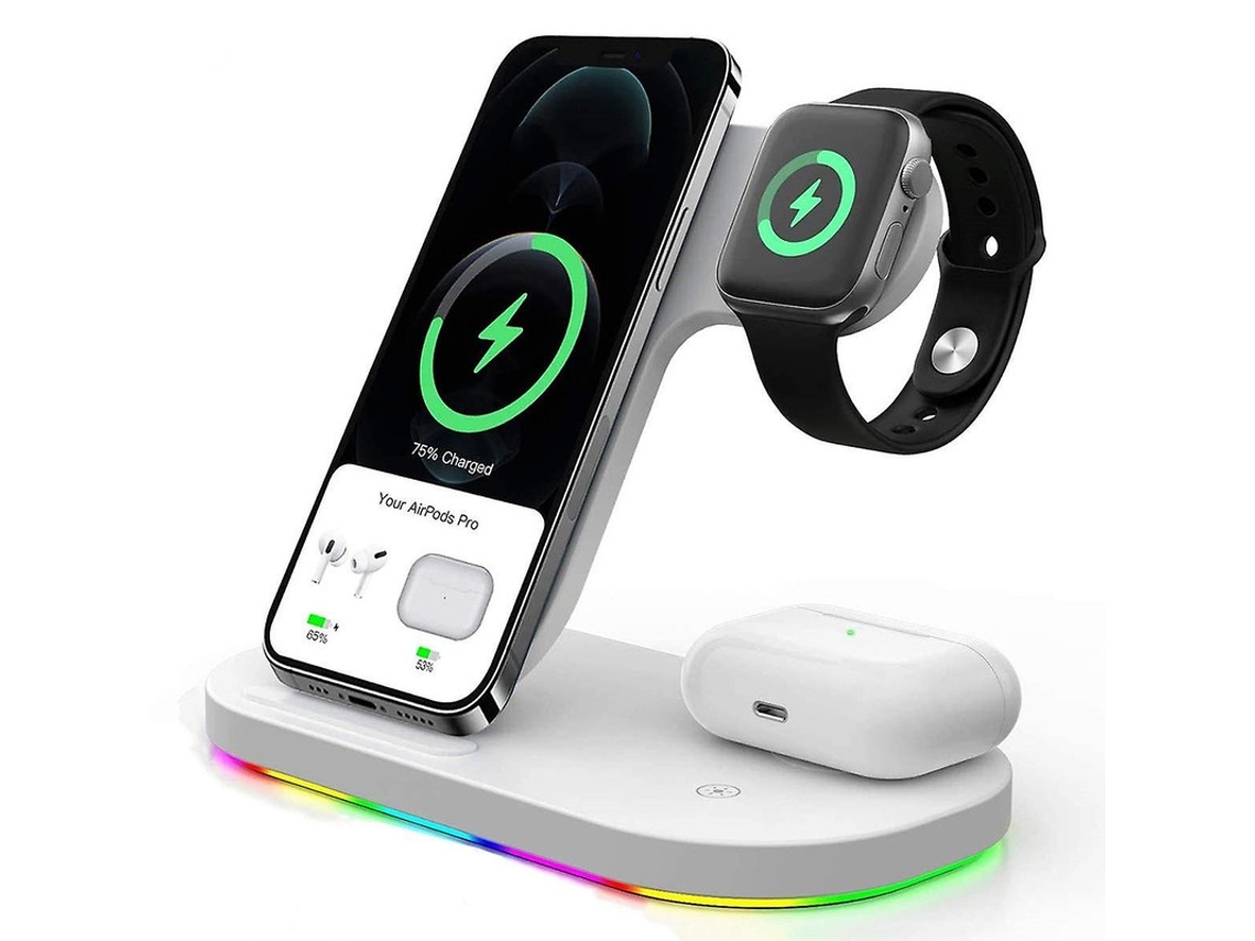 Estación De Carga Sin Base Rápida Certificación Para Apple Yemaesre Blanco