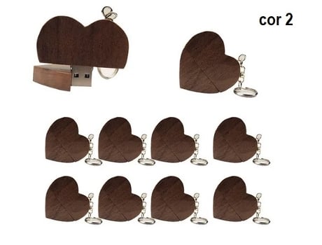 Pendrive 10 unidades. forma de corazón de madera oscura 32GB JASTER