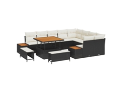 Maison Exclusive - Conjunto De Sofás De Jardín Con Cojín 12 Pcs Negro Y Crema