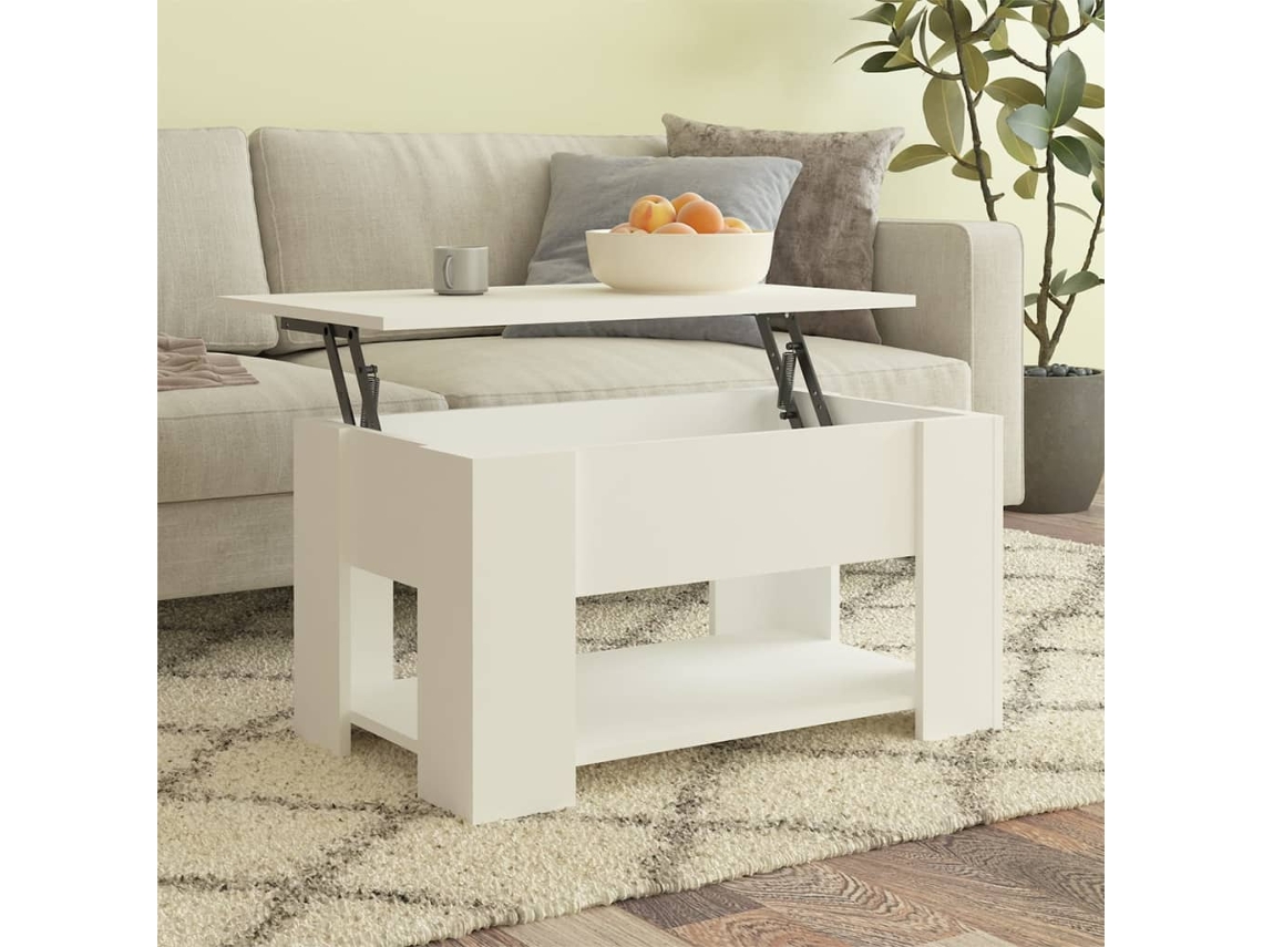 Mesa De Centro Mesa Auxiliar Mesa De Café Madera De Ingeniería Blanco 79x49x41 Cm Wsd894696