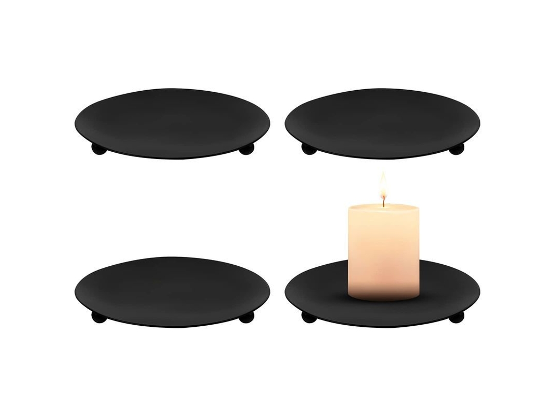 2026-portavasos De Velas De Hierro Retro Negro 4 Piezas 10cm Soportes Estables Para Velas Pillar