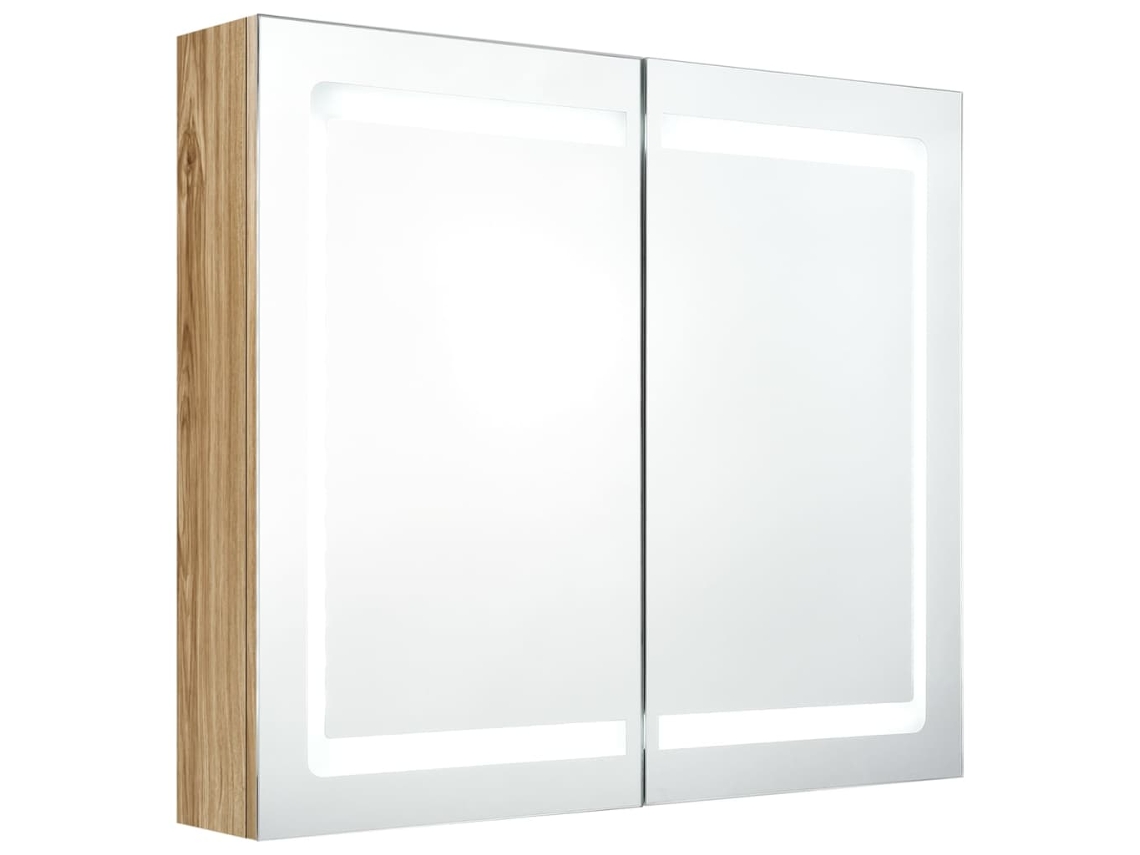Maison Exclusive - Armario De Baño Con Espejo Y Led Color Roble 80x12x68 Cm