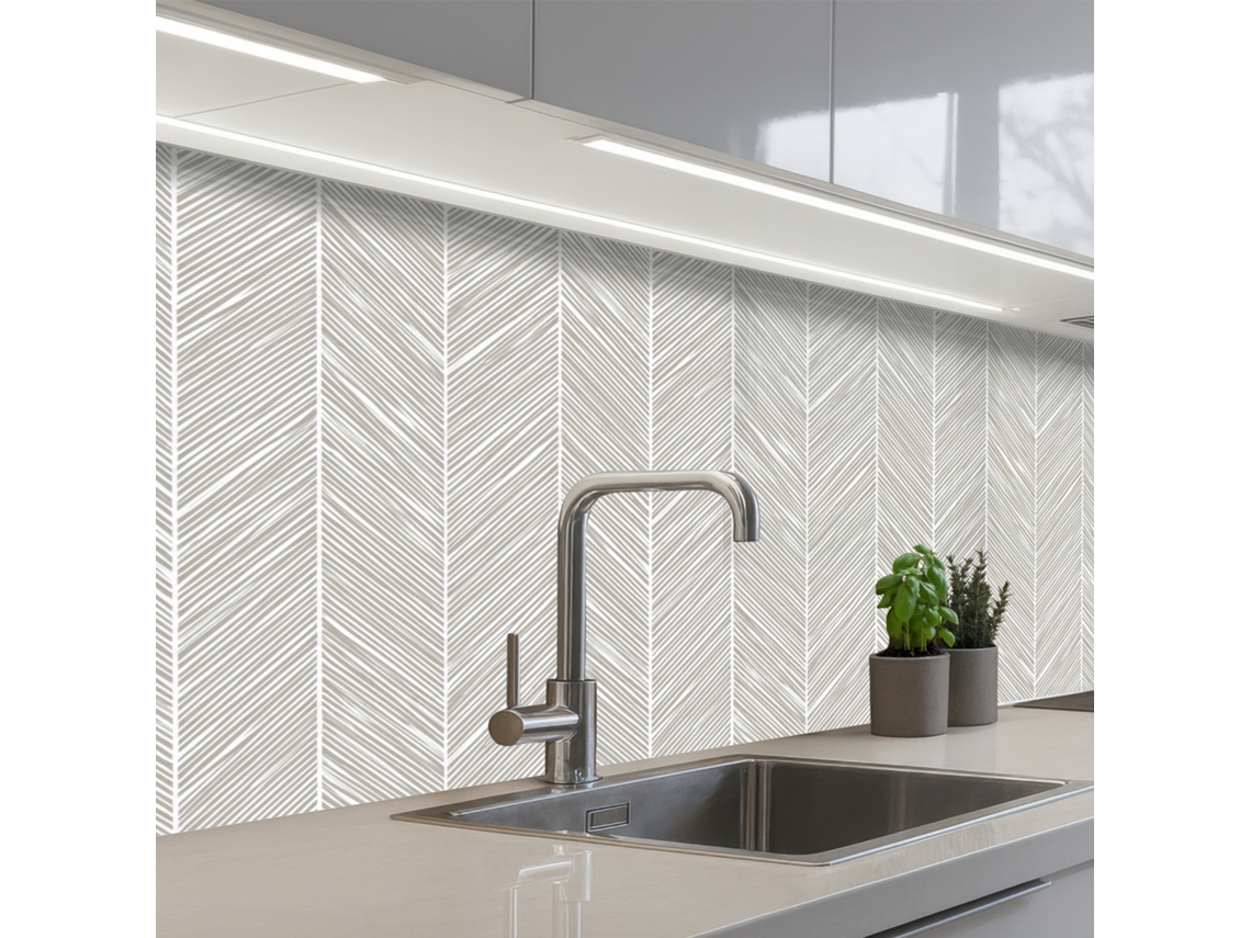 Paneles clásicos para salpicadero de cocina - Diseño de espiga - Gris 150x80 cm